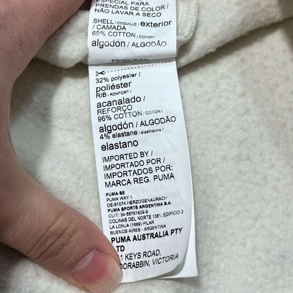 Puma Camo Cropped Hoodie Sweatshirt Sz Large Tan Cream Camouflage Khaki - Picture 12 of 16